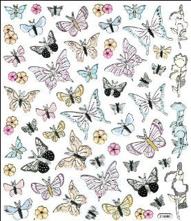 Multi Colored Stickers Black Tip Butterflies   Childrens Decorative Stickers