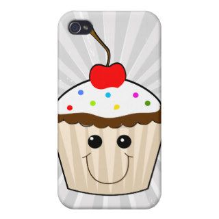 happy smiley face kawaii cupcake character iPhone 4/4S cases