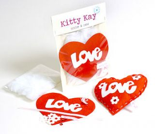 'make & sew' red love heart sewing kit by kitty kay   'make & sew'