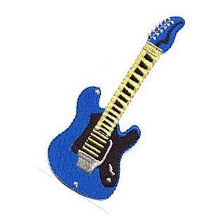 Guitar (Blue) Embroidered Iron On Patch 