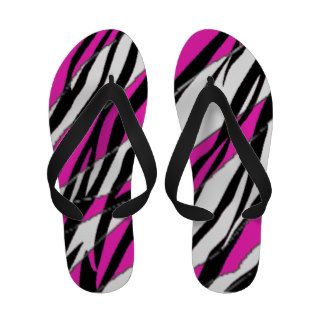 Zebra Stripe and  Neon Pink Abstract Stripes Sandals