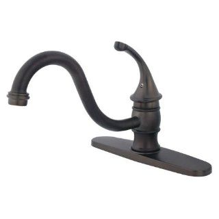 Single Handle 8" Kitchen Faucet without Sprayer in Oil Rubbed Bronze by Kingston Brass   Touch On Kitchen Sink Faucets