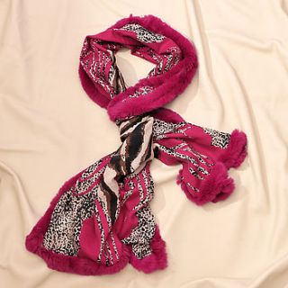 hot pink fur trim scarf by vondie & will "have a little faith"