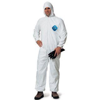 DuPont TY127S Disposable Elastic Wrist, Ankle & Hood White Tyvek Coverall Suit 1428, Size Large, Sold by the Each Painting Coveralls