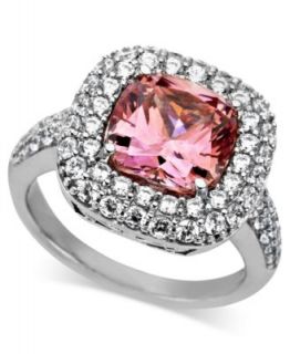 Arabella Sterling Silver Ring, Pink and White Swarovski Zirconia Princess Cut Ring (10 1/10 ct. t.w.)   Rings   Jewelry & Watches