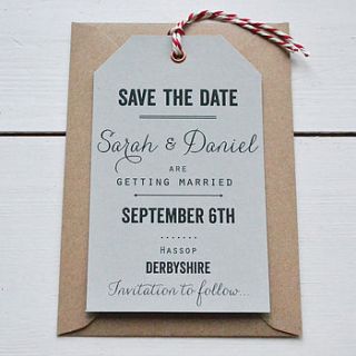 personalised save the date luggage tag by lucy says i do