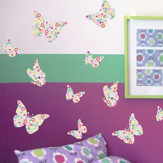 pastel patterned butterflies wall stickers by nutmeg signs