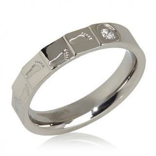 Michael Anthony Jewelry® Ladies' "Footprints" Stainless Steel Band Ring wit