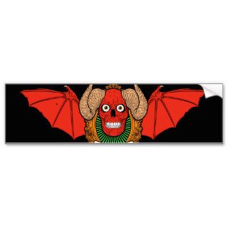 Demon Devil Skull with Bat Wings and Rams Horns Bumper Stickers