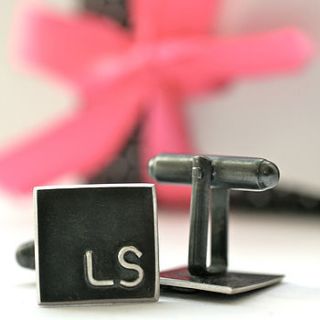 personalised black small initial cufflinks by louy magroos