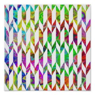White and Multicolor Abstract Graphic Pattern. Posters