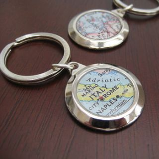 personalised map key ring by evy designs