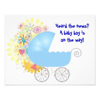 Blue Stroller Baby Shower Invitation