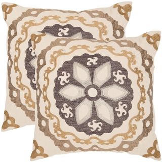 Thea 20 inch Taupe/ Gold Decorative Pillows (Set of 2) Safavieh Throw Pillows