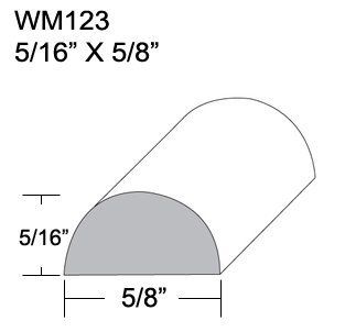 Flexible Moulding   Flexible Half Round Moulding   WM123   5/16" X 5/8"   12' Straight   Flexible Trim   Wood Moldings And Trims  