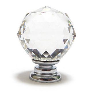 clear cut crystal ball glass cupboard knob by pushka knobs