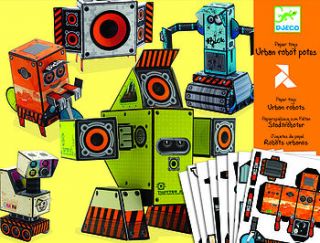origami robots paper toys kit by nest