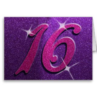 Purple and Pink Sweet Sixteen Birthday Card
