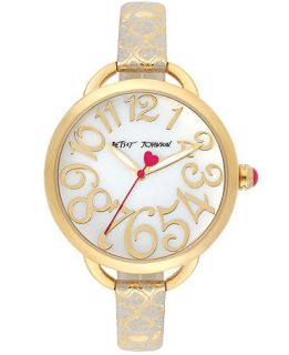 Betsey Johnson Watch, Womens Light Gold Metallic Leather Strap 39mm BJ00067 26   Watches   Jewelry & Watches