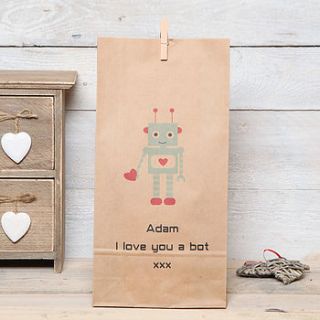 personalised robot gift bag by red berry apple