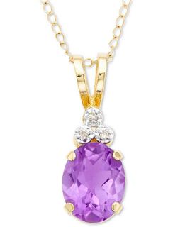 Amethyst and Diamond Pendant, 10k Gold Amethyst and Diamond Oval Pendant   Necklaces   Jewelry & Watches