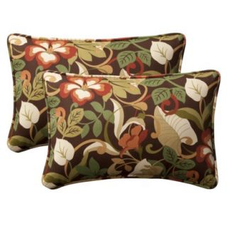 2 Piece Outdoor Toss Pillow Set   Brown/Green Fl