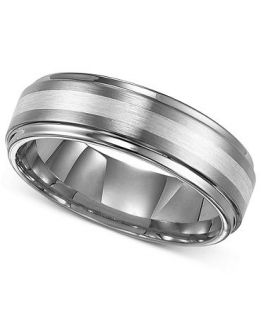 Triton Mens Tungsten Carbide and Sterling Silver Ring, 7mm Comfort Fit Wedding Band   Rings   Jewelry & Watches