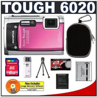 Olympus Stylus Tough 6020 Shockproof & Waterproof Digital Camera (Pink) + 8GB Card + Case + LI 50B Battery + Accessory Kit  Camera & Photo