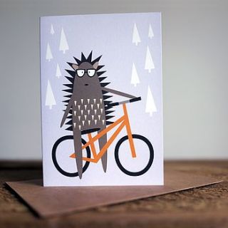street bike spike greetings card by rebecca j kaye