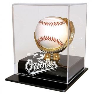 Caseworks Goldtone Glove Baseball Display Case with MLB Logo   Atlanta Braves  