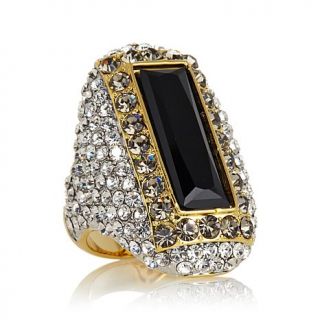 AKKAD Rectangular Crystal Goldtone Pavé Ring