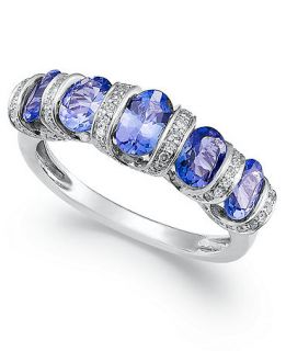Sterling Silver Ring, Tanzanite (1 5/8 ct. t.w.) and Diamond (1/6 ct. t.w.) 5 Stone Ring   Rings   Jewelry & Watches