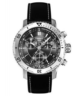 Tissot Watch, Mens Swiss Chronograph PRS 200 Black Leather Strap T0674171605100   Watches   Jewelry & Watches