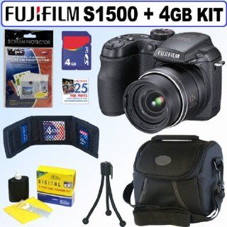 Fujifilm FinePix S1500 10MP Digital Camera + 4GB Accessory Kit  Point And Shoot Digital Camera Bundles  Camera & Photo