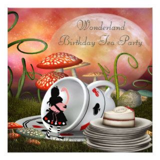 Alice & Flamingo Wonderland Birthday Party Invite