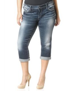 Silver Jeans Plus Size Suki Capri Jeans, Dark Wash   Jeans   Plus Sizes