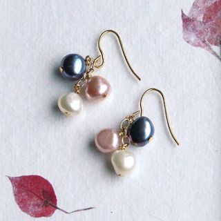 three colour pearl cluster earrings by aimee