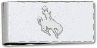 Wyoming Cowboys Sterling Silver Cowboy on Horse on Nickel Plated Money Clip  Sports Fan Jewelry  Sports & Outdoors