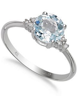 14k White Gold Aquamarine (1 ct. t.w.) and Diamond Accent Ring   Rings   Jewelry & Watches