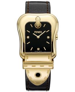 Fendi Timepieces Watch, Womens Swiss B. Fendi Diamond Accent Black Leather Strap 43x33mm F380411021D1   Watches   Jewelry & Watches