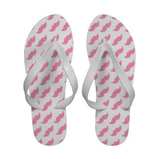 Funny Girly  Pink Modern Mustaches Pattern Flip Flops