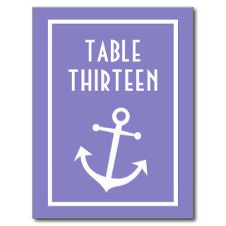 Boat Anchor Table Numbers (Purple / White) Post Card