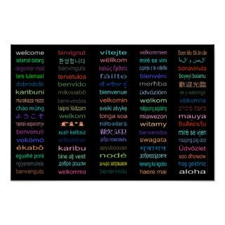 Welcome 80 Languages Poster Black