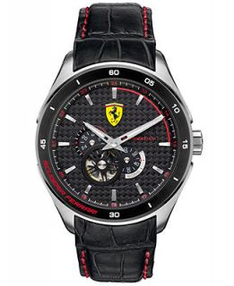 Scuderia Ferrari Watch, Mens Swiss Automatic Gran Premio Black Calfskin Leather Strap 45mm 830099   Watches   Jewelry & Watches