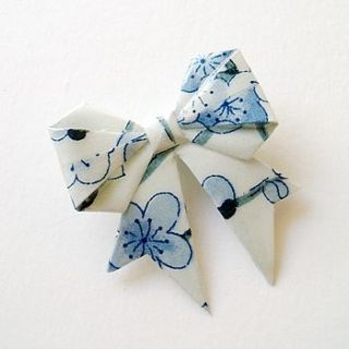 snow blossom washi paper origami bow brooch by matin lapin