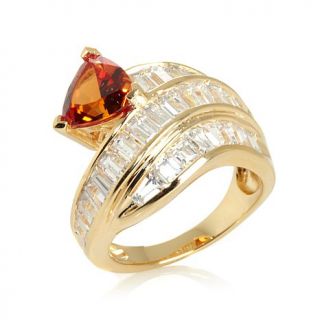 Victoria Wieck 4.25ct Absolute™ Created Padparadscha and Baguette Wrap Ri