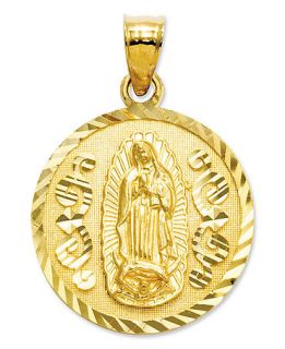 14k Gold Charm, Round Guadalupe Medal Charm   Jewelry & Watches