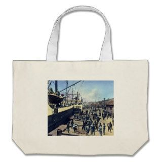 Yokohama Harbor Japan Vintage Shipping 横浜港 Tote Bags