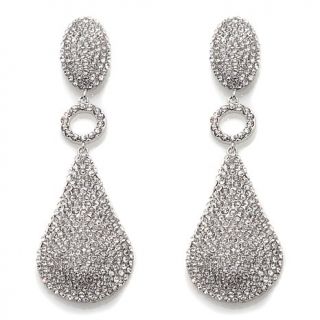 AKKAD "Amore" Crystal Silvertone Pear Shaped Drop Earrings