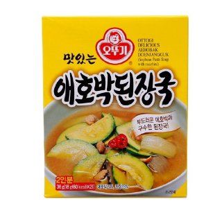 [KFM] Korean Food Instant Young Pumpkin Soybean Paste Soup Doenjangguk 36g (18g x 2) 맛있는 애호박 된장국  Packaged Asian Dishes  Grocery & Gourmet Food